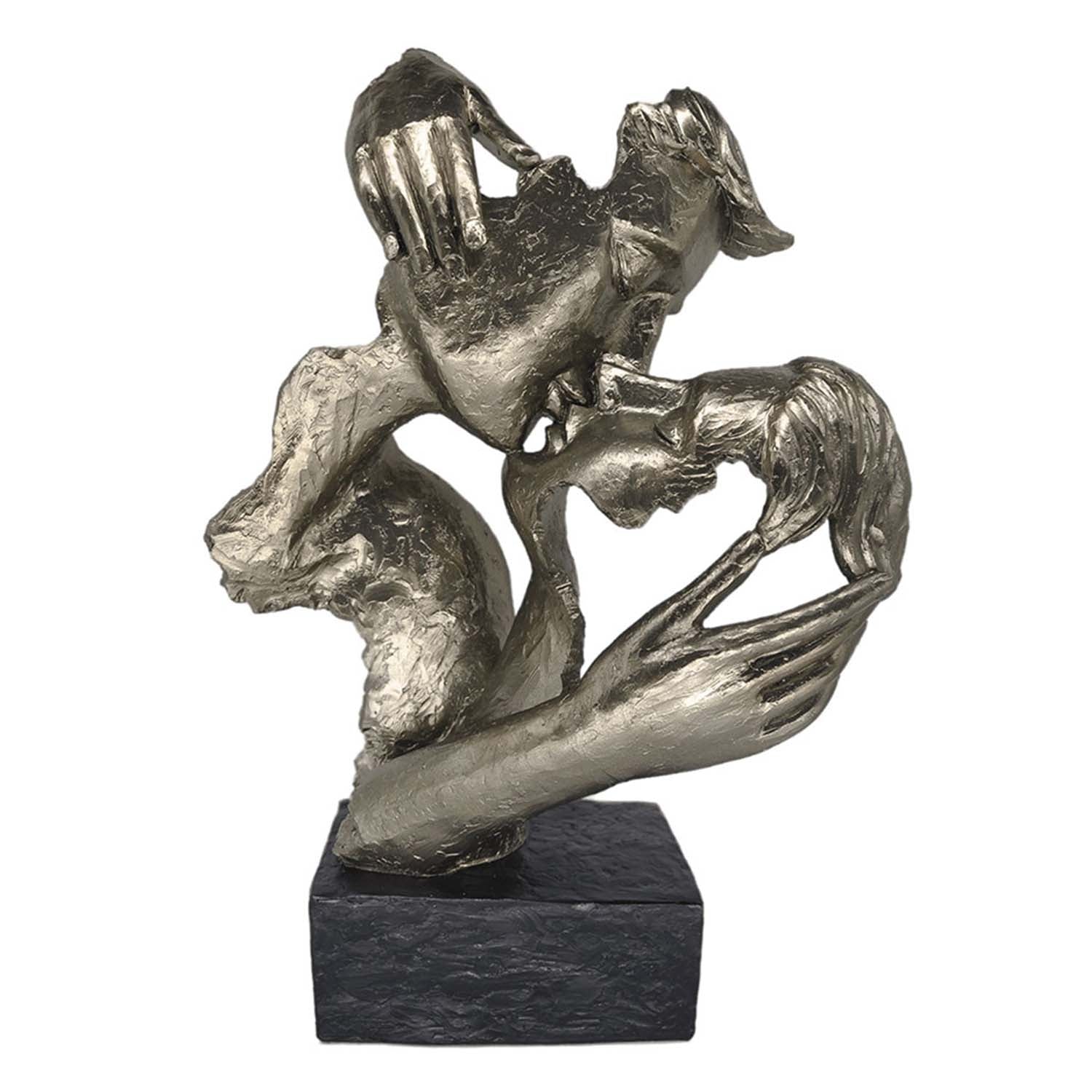 27.8cm Bronze Polyresin Kissing Couple Sculpture