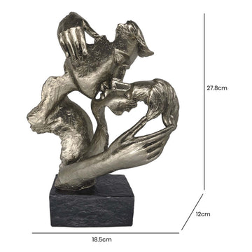 27.8cm Bronze Polyresin Kissing Couple Sculpture