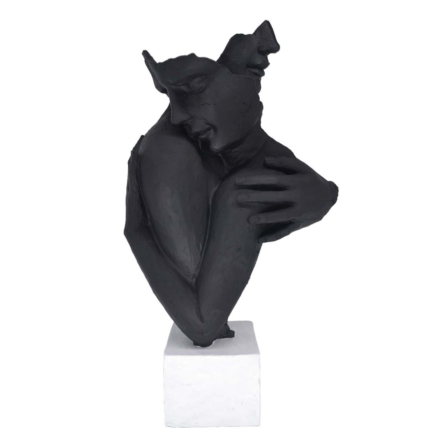 31.5cm Black Polyresin Hugging Couple Sculpture