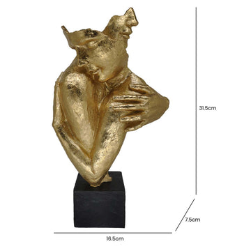 31.5cm Gold Polyresin Hugging Couple Sculpture