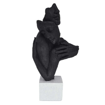 42cm Black Polyresin Hugging Couple Sculpture