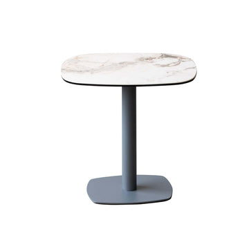 Ceramic Glass Top Marble Effect Grey Metal Frame Side Table