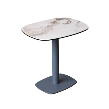 Ceramic Glass Top Marble Effect Grey Metal Frame Side Table