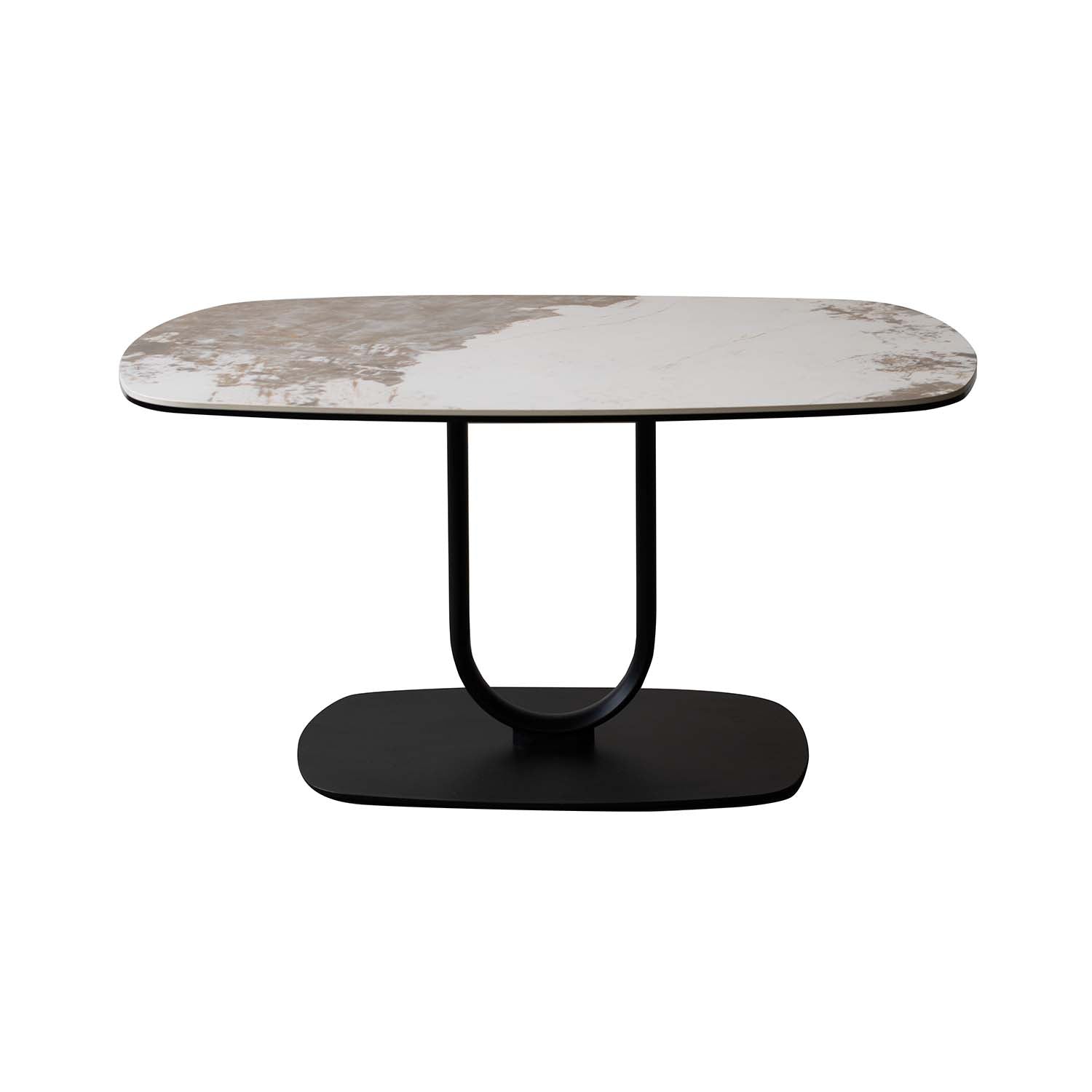 Ceramic Glass Marble Effect Black Metal Frame Coffee Table
