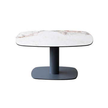 Ceramic Glass Top Marble Effect Grey Metal Frame Coffee Table