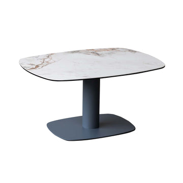 Ceramic Glass Top Marble Effect Grey Metal Frame Coffee Table