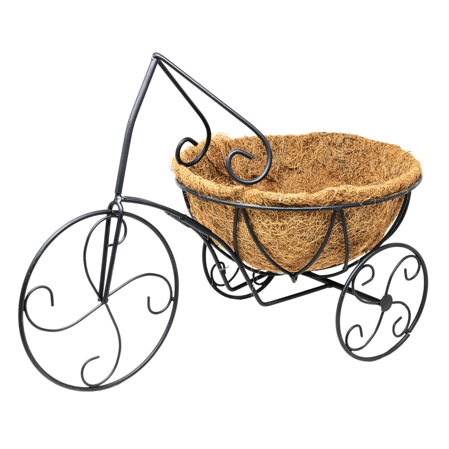Vintage Metal Tricycle With Coco Liner Planter