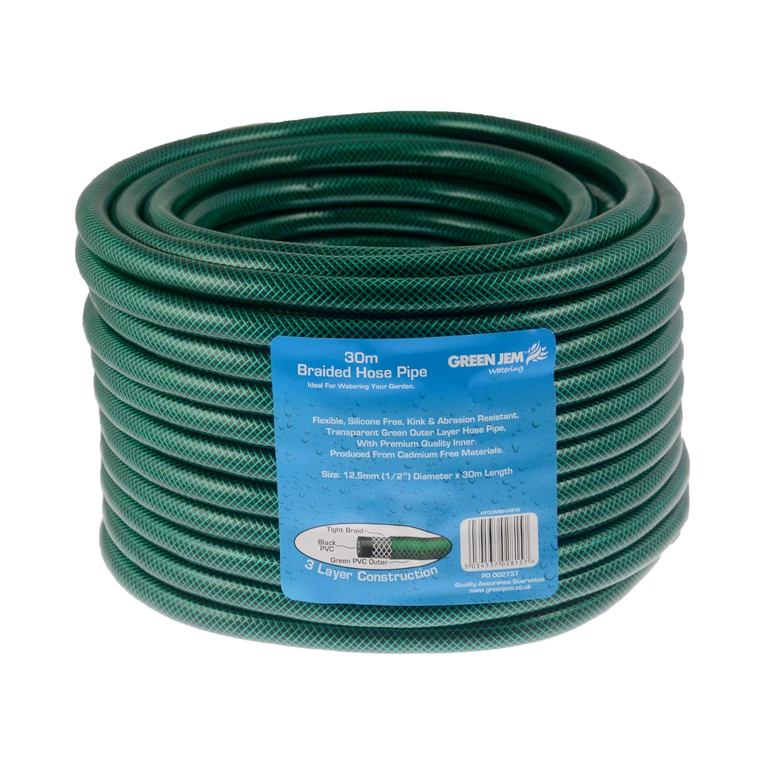 30-metre Braided Heavy Duty PVC Anti-Kink Garden Hose