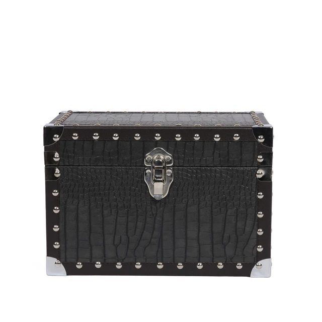 Small Matte Black Faux Leather Jewellery Box