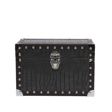 Small Matte Black Faux Leather Jewellery Box
