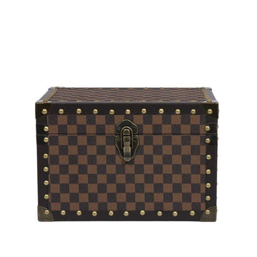 Small Brown Checkered Faux Leather Jewellery Box