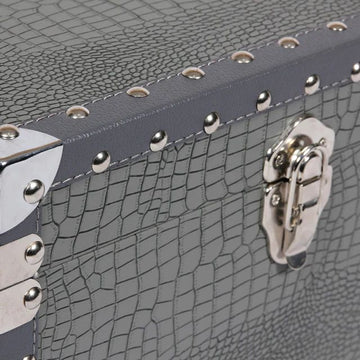 Small Faux Leather Silver Grey Jewellery Box