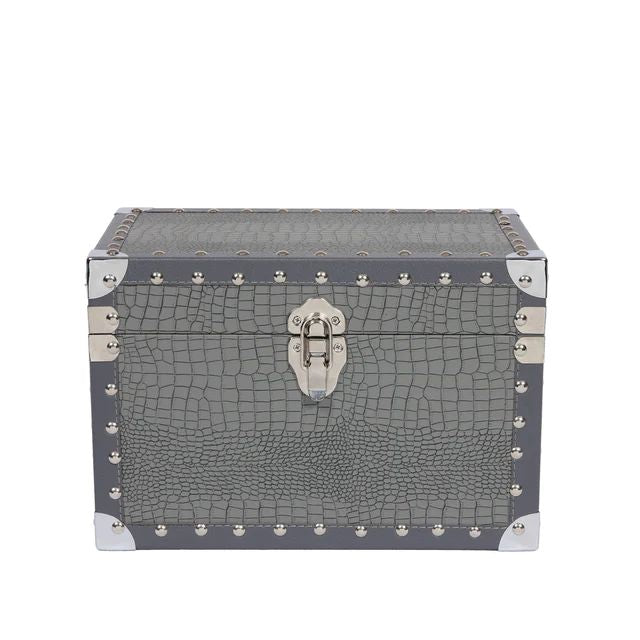 Small Faux Leather Silver Grey Jewellery Box