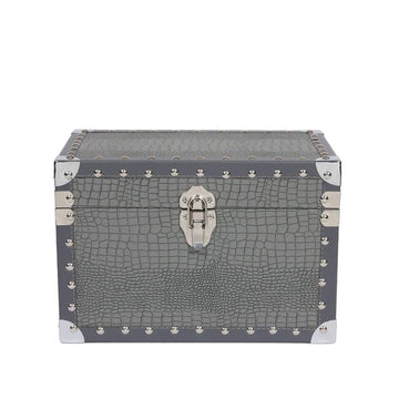 Small Faux Leather Silver Grey Jewellery Box