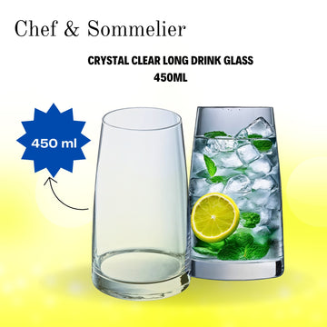 6Pcs 450ml Clear Round Highball Drinking  Glasses Set