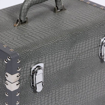 Large Faux Leather Silver Grey Travel Vanity Case