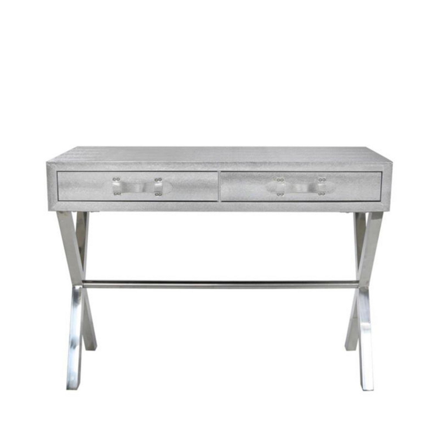 Silver Faux Snakeskin 2 Drawer Console Table