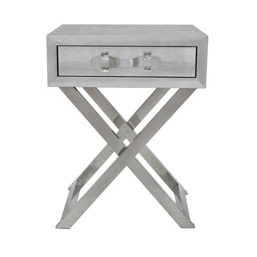 Silver Faux Snakeskin End Table