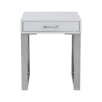 Faux Stingray Leather Silver One Drawer End Table
