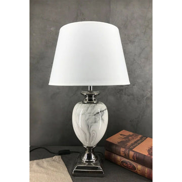 44cm White Fabric Shade Table Lamp
