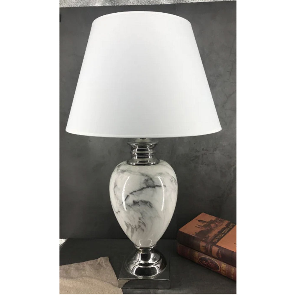 70cm White Fabric Shade Table Lamp