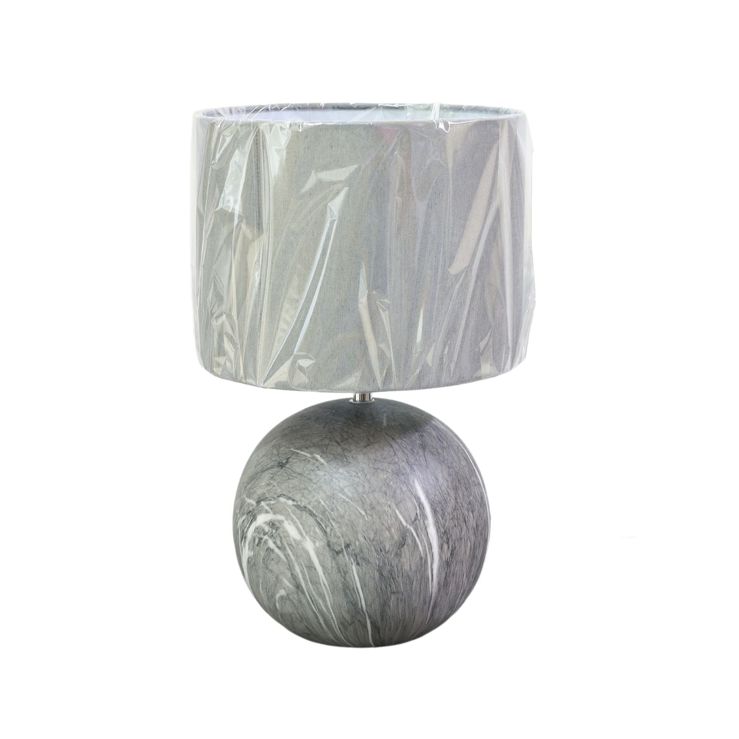 Small Grey Ceramic Table Lamp with Matching Shade