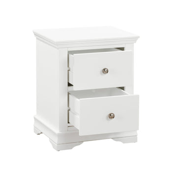 Malmo 2 Drawers Solid Oak Bedside Locker Wood White
