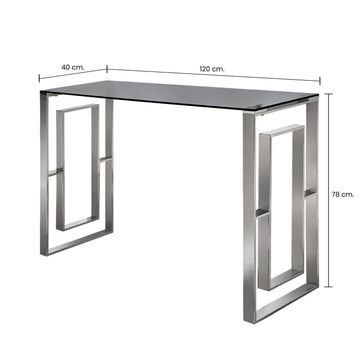 Chrome Console Table with Glass Tabletop