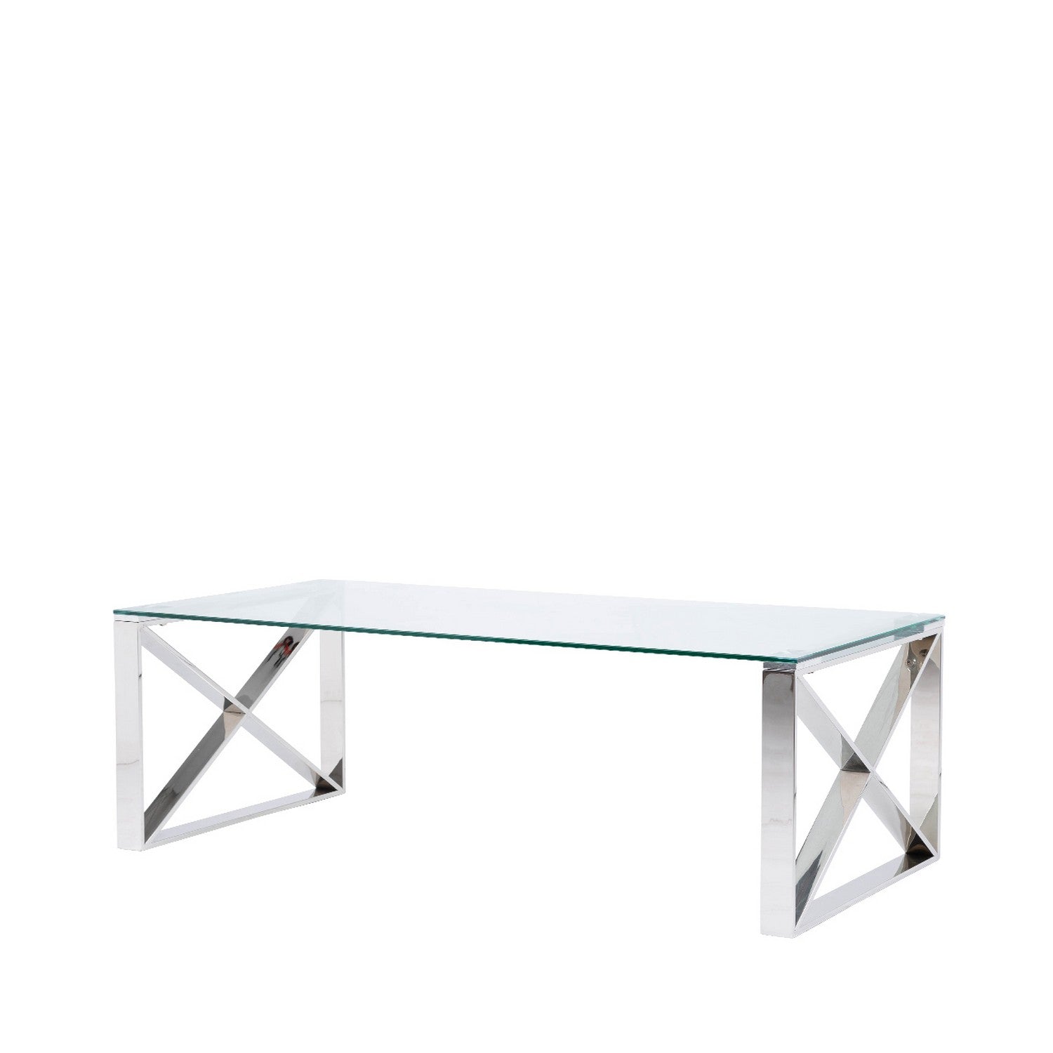 Stainless Steel Coffee Table with Glass Tabletop