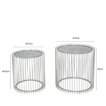 Nest Of 2 Metal End Tables with Mirrored Tabletop