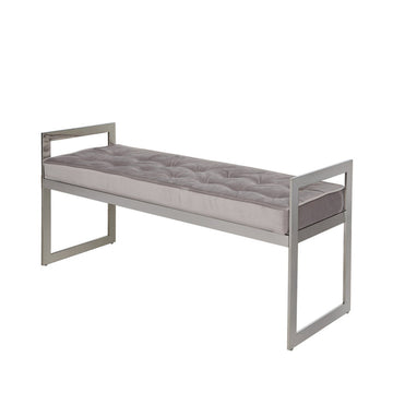 Stainless Steel Bench with Grey Velvet Seat