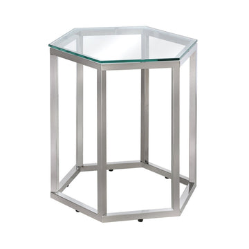 Silver Hexagon Stainless Steel Frame End Table