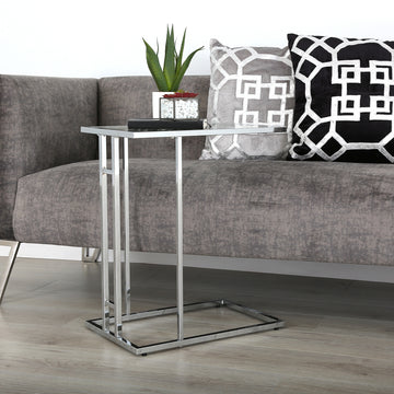 Silver Steel & Glass Sofa Table