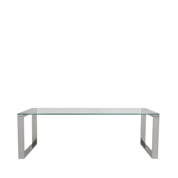 Stainless Steel Coffee Table with Glass Tabletop