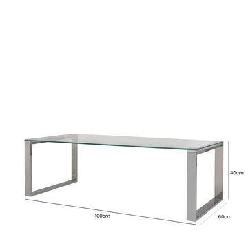 Stainless Steel Coffee Table with Glass Tabletop