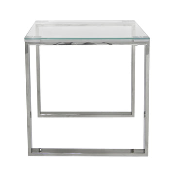 Stainless Steel End Table with Glass Tabletop