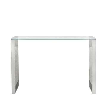 Stainless Steel Console Table with Glass Tabletop