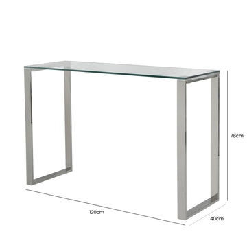 Stainless Steel Console Table with Glass Tabletop