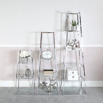 Steel & Clear Glass 3 Tier Display Unit