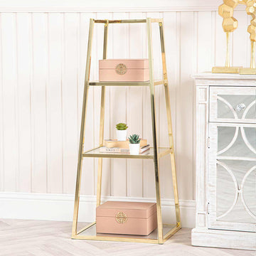 3 Tier Small Gold Ladder Display Unit