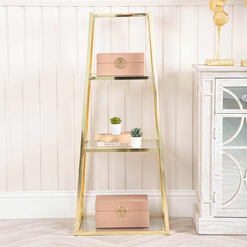 3 Tier Small Gold Ladder Display Unit