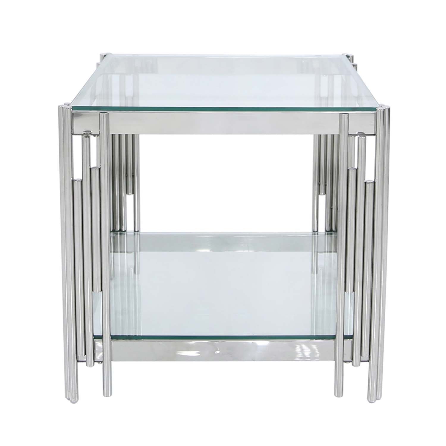 55cm Chrome End Table with Clear Glass Tabletop