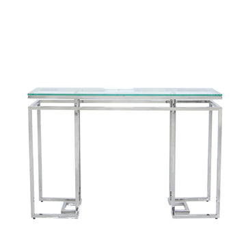 Glass And Stainless Steel Console Table