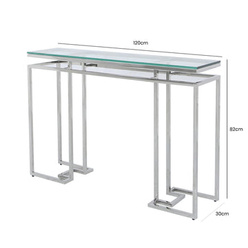 Glass And Stainless Steel Console Table