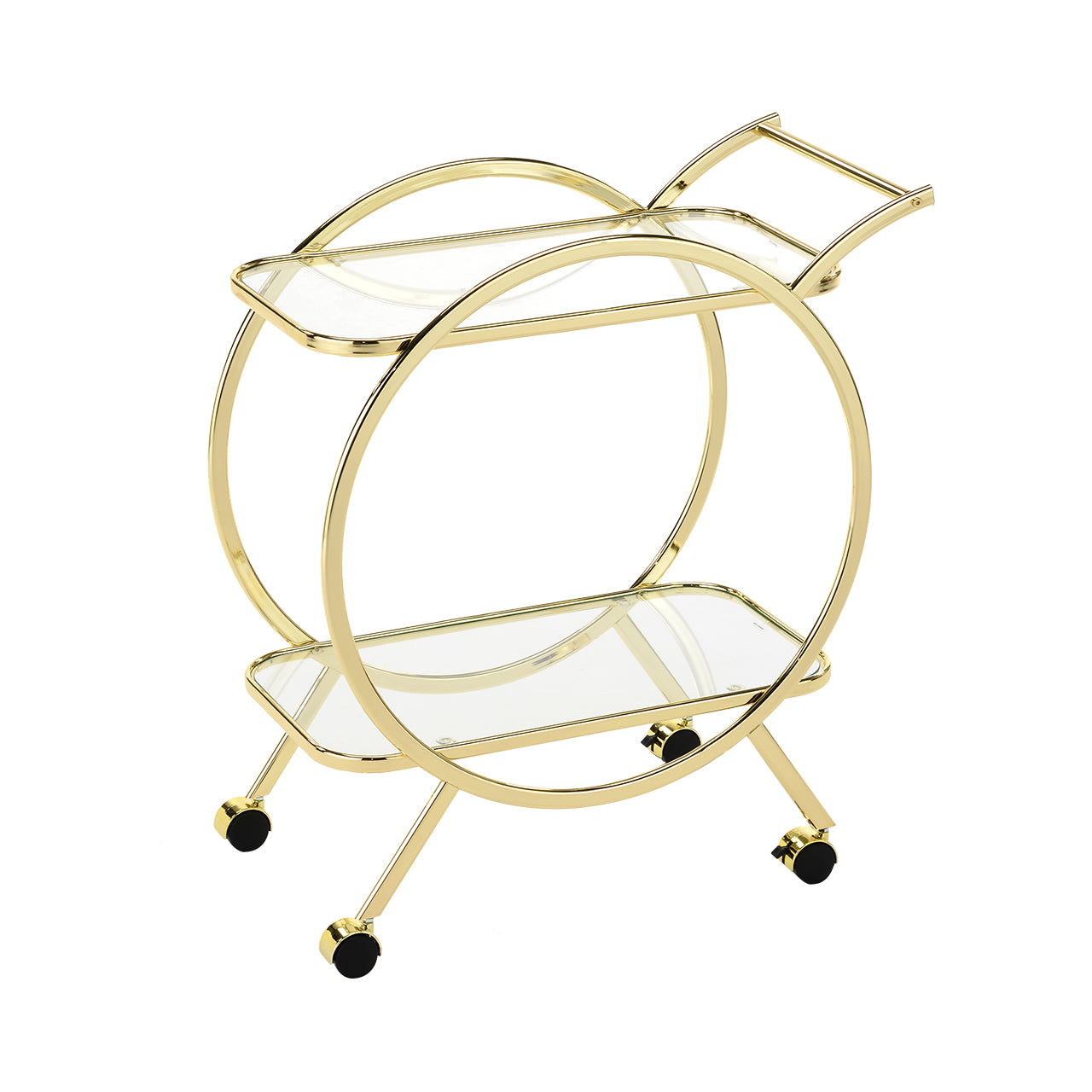 Round Gold & Glass Drinks Trolley