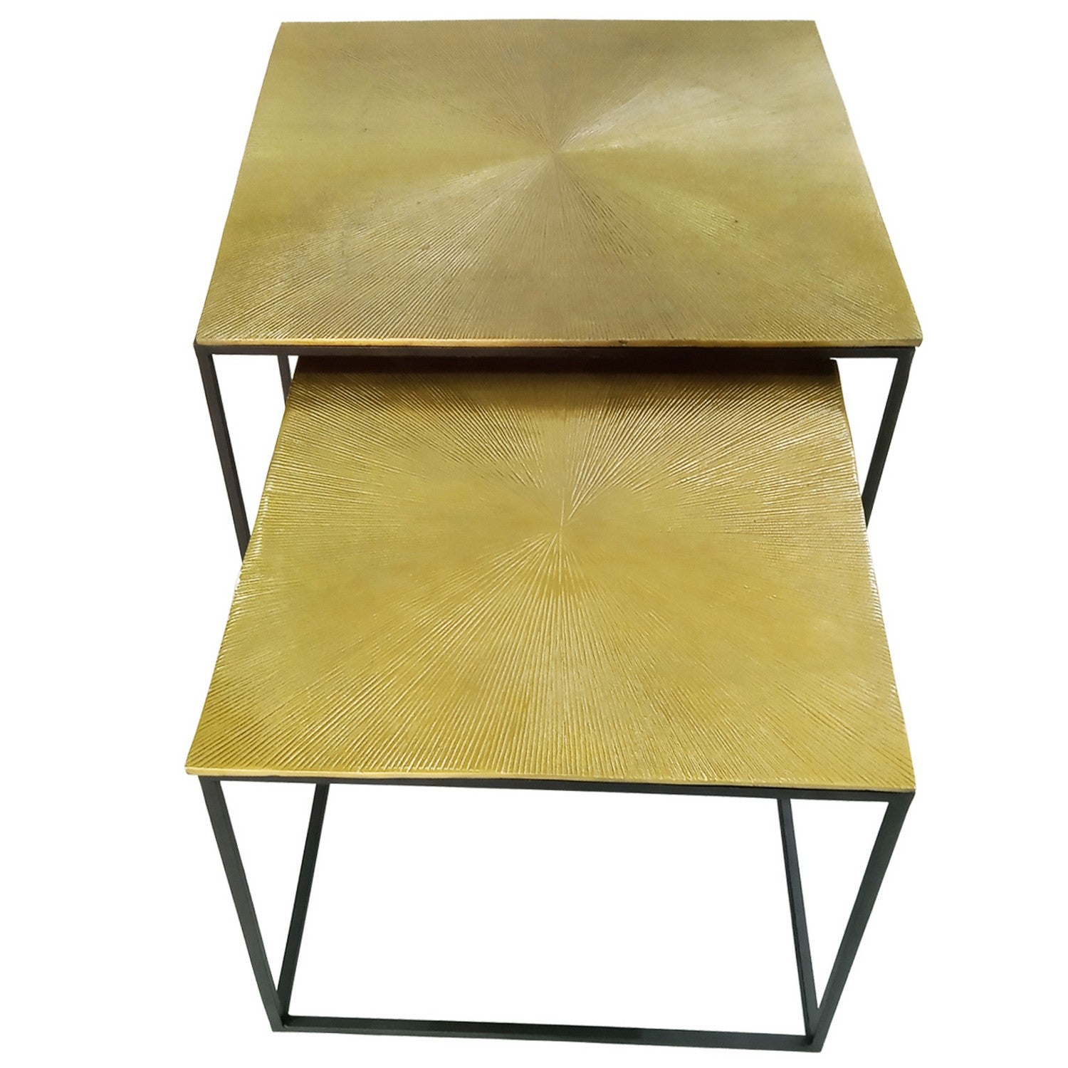 Set of 2 Black and Gold Nesting Tables