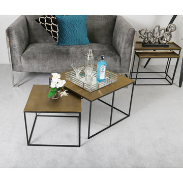 Set of 2 Black and Gold Nesting Tables