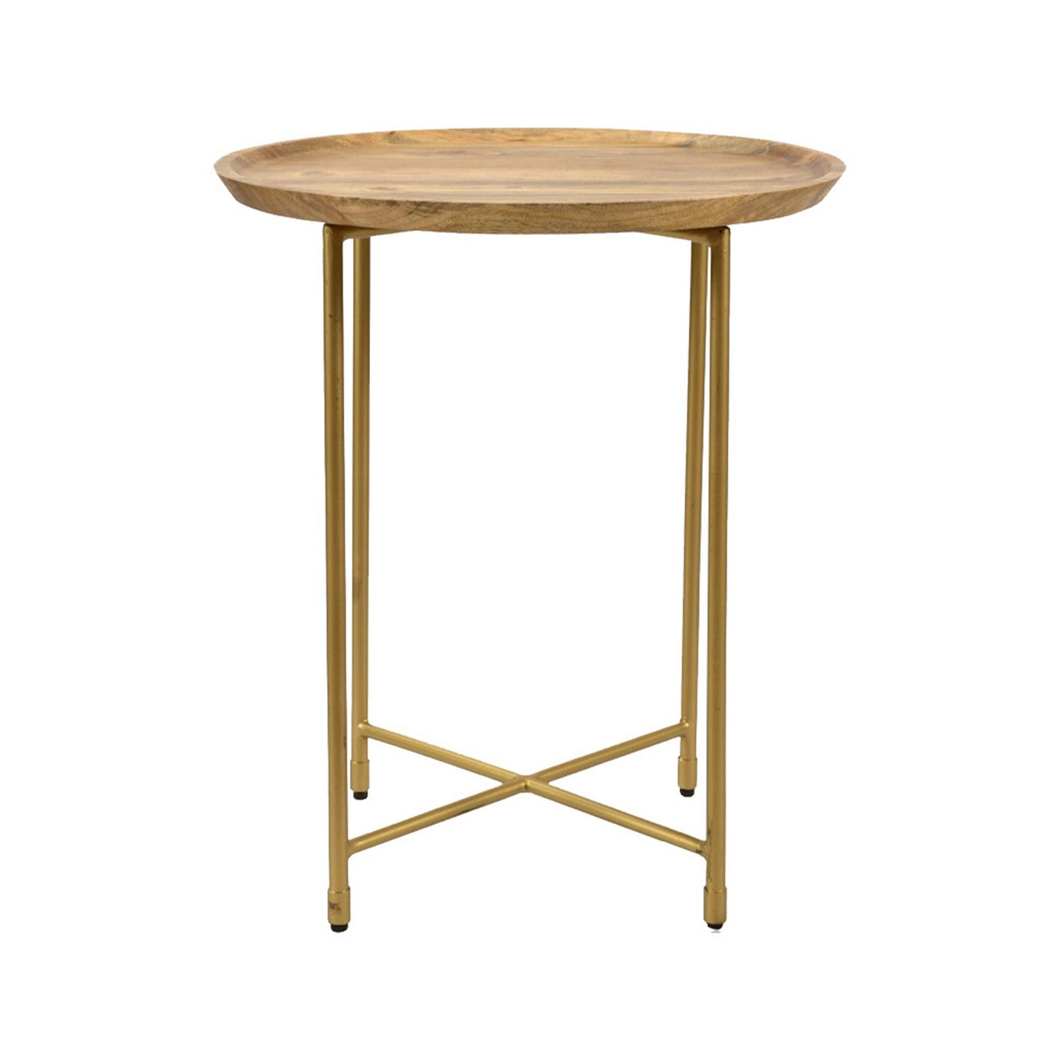 Natural Wood and Gold End Table