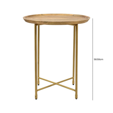 Natural Wood and Gold End Table