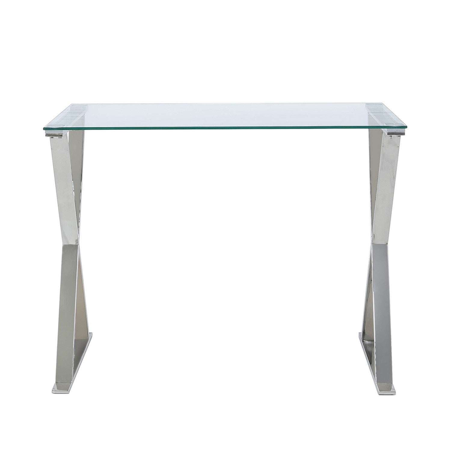 Glass and Stainless Steel Cross Frame Desk